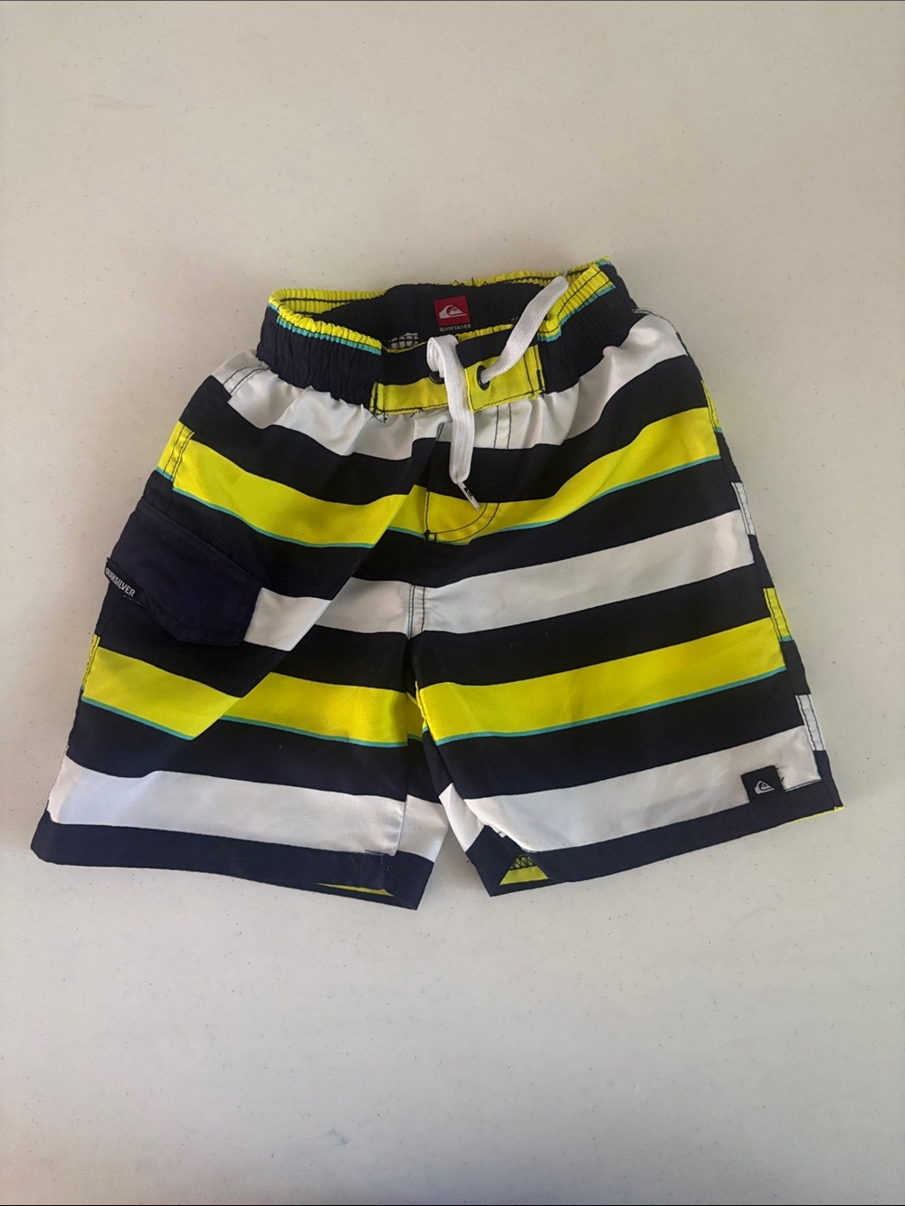 Quiksilver Boys' Yellow, Navy & White Striped Swim Shorts